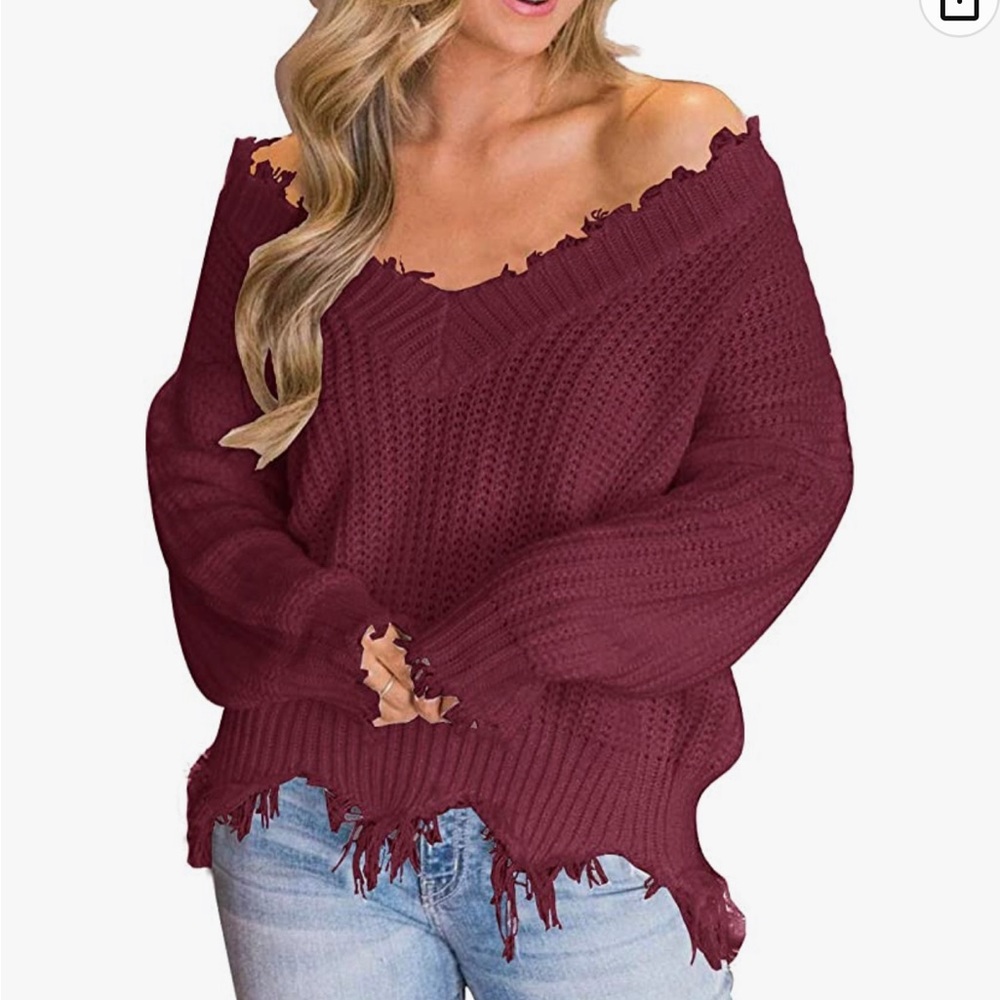 Fashion Nova Women’s Green Cropped V Neck Fringe Pullover Sweater Size Small
